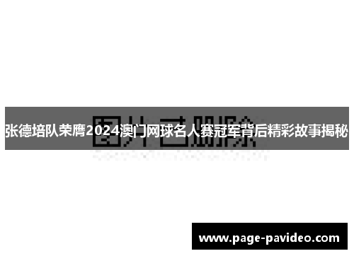 张德培队荣膺2024澳门网球名人赛冠军背后精彩故事揭秘